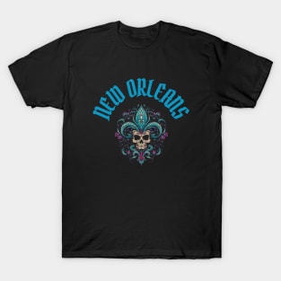 New Orleans Fleur de Lis Skull T-Shirt